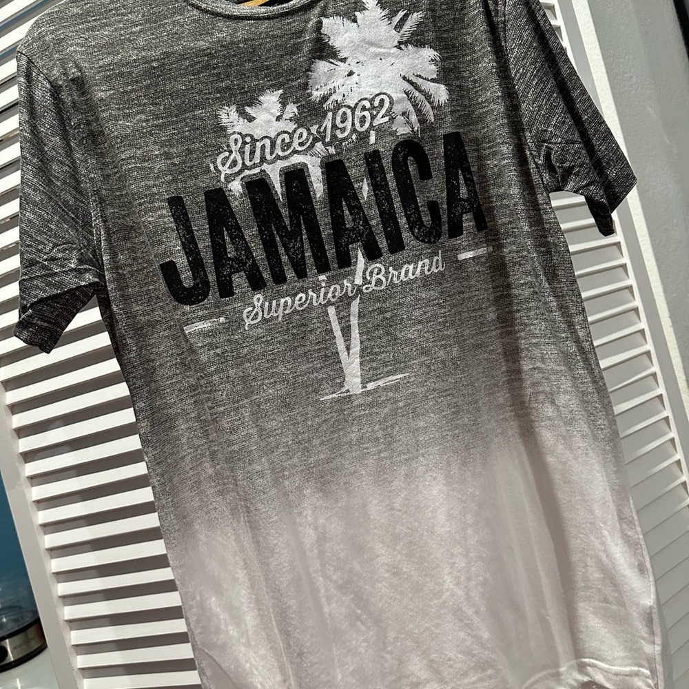 Jamaica Graphic Dip-Dye Short Sleeve Tee - Gray/White